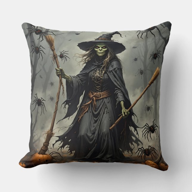 Almofada Homem-bruxa-escarlate-de-dois-lados e esqueleto (Frente)