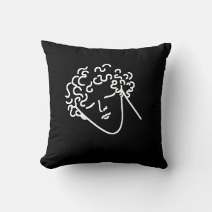 Almofada homem com preto do cabelo encaracolado