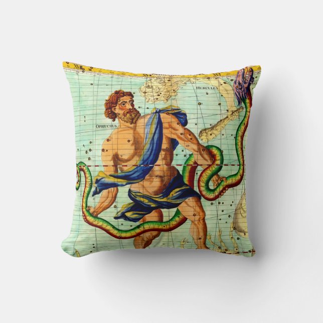 Almofada Homem contra a arte do mapa da astronomia do (Frente)