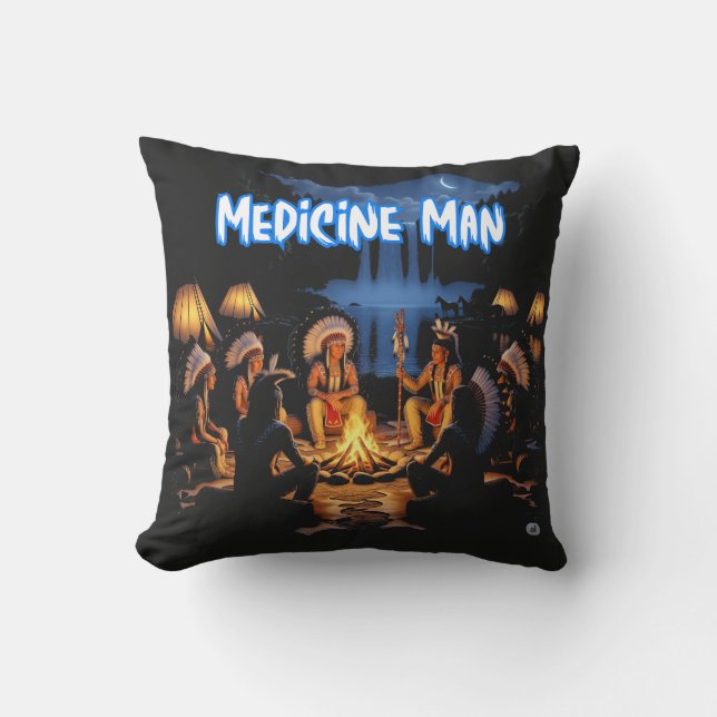 Almofada Homem da Medicina Cherokee Moderno (Frente)