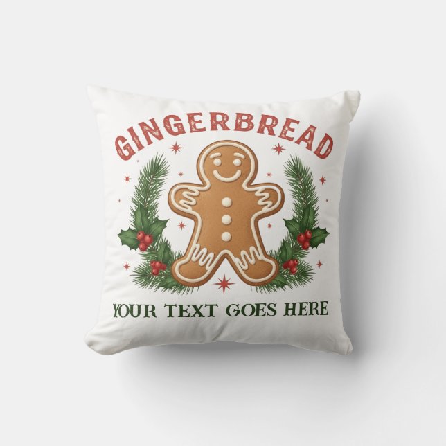 Almofada Homem de Natal de Gengibre Personalizado (Frente)