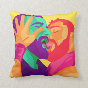Almofada Homem gay que beijam, arte do arco-íris,