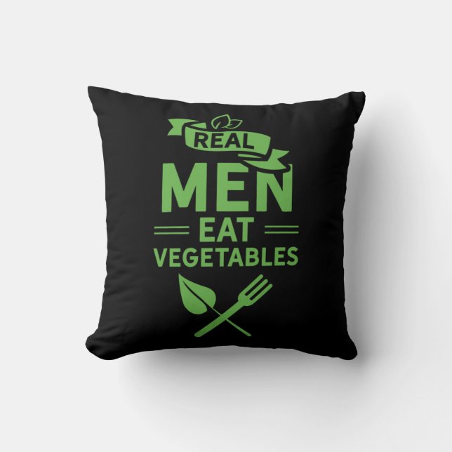 Almofada Homens Verdadeiros Comem Vegetais (Frente)