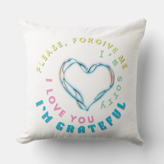 Almofada Ho'oponopono Healing Mantra - Azul Claro Espiritua (Frente)