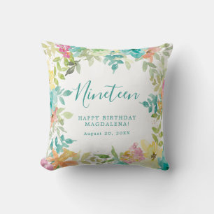 Almofada Horário de Verão Personalizado Floral 19º Aniversá