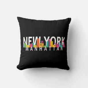 Almofada Horizonte de Manhattan em Nova York com palmeiras