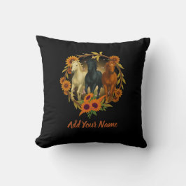 Almofada Horses and Sunflowers Throw Pillow