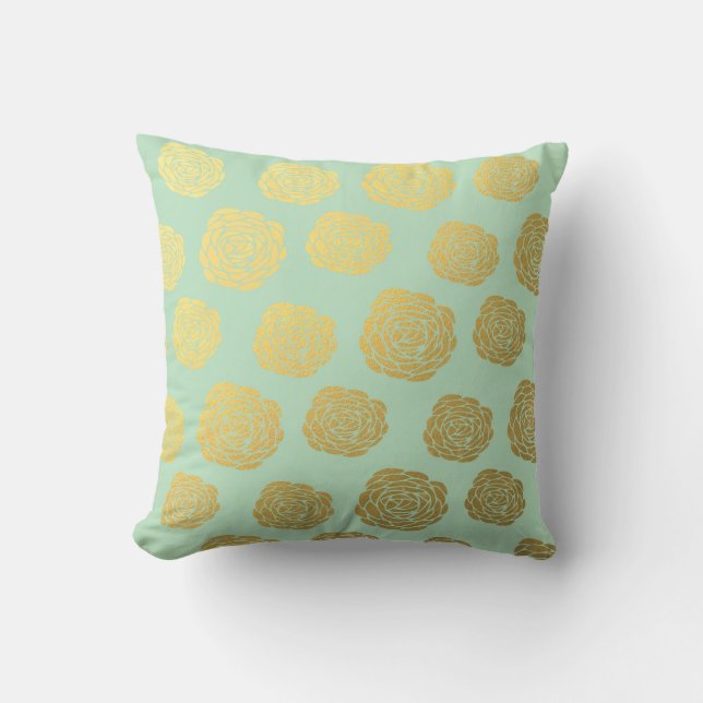 Almofada Hortelã Dourado floral (Frente)
