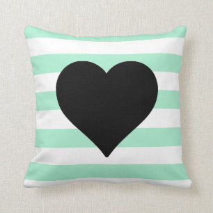 Almofada Hortelã e travesseiro decorativo preto listrado