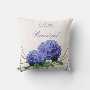 Almofada Hortênsia & Dourado Floral Elegante Personalizado