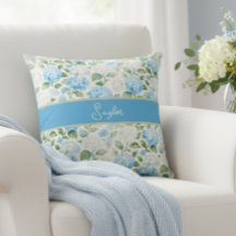 Hortênsia Floral Azul Aquarela Nome
