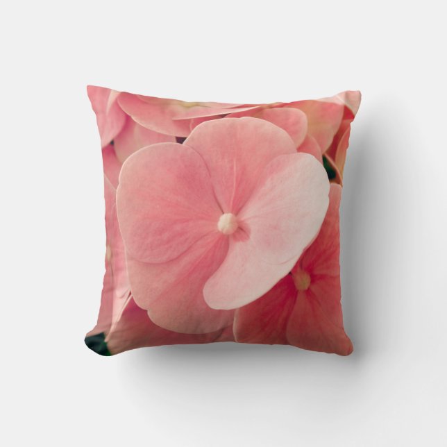 Almofada Hortensia Hydrangea flores pastosas cor-de-rosa fl (Frente)