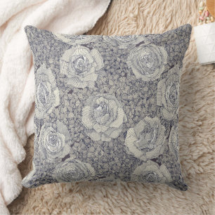 Almofada hortênsia rosa floral pérola naval ameixa