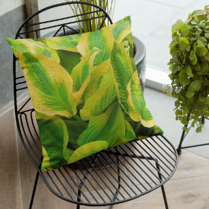 Almofada Hosta Verde e Amarelo Deixa Floral
