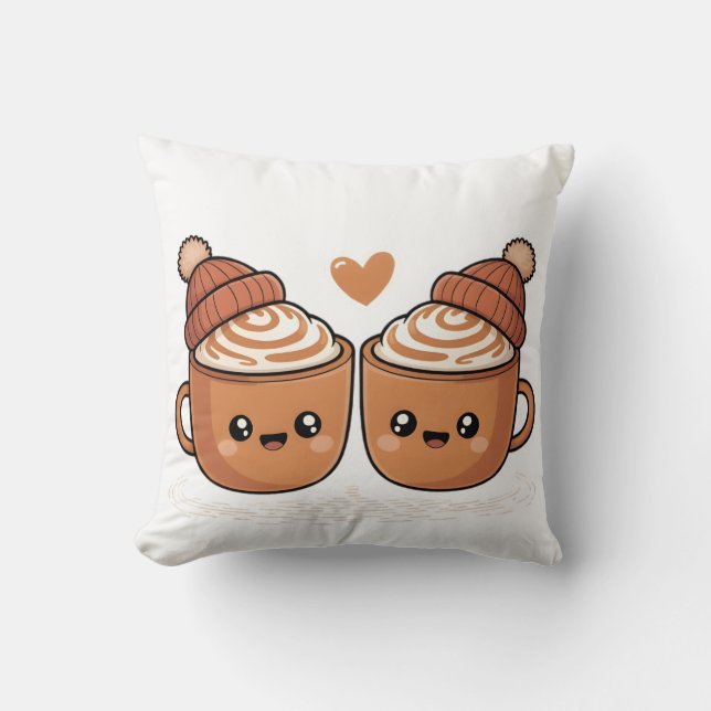 Almofada Hot Cocoa Couple Pillow – Cute Cozy Winter Décor (Frente)