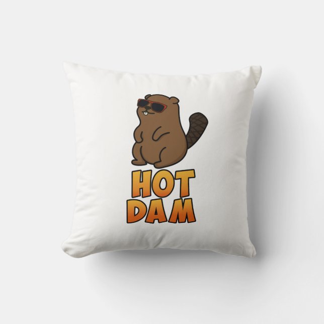 Almofada Hot Dam Funny Legal Beaver Pun (Frente)