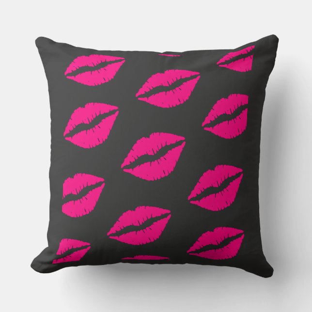 Almofada Hot Pink Lips Pattern Graphic pillow (Frente)