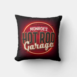 Almofada Hot Rod Flames Nome Personalizado Garagem Personal