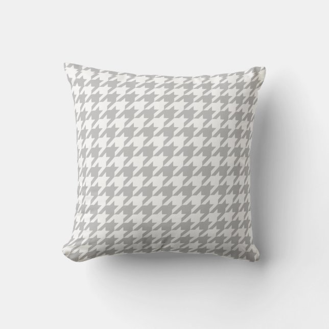Almofada Houndstooth cinzento & branco | algum tamanho | (Frente)