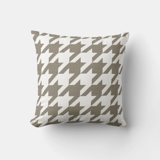 Almofada Houndstooth moderno, branco com textura (Frente)