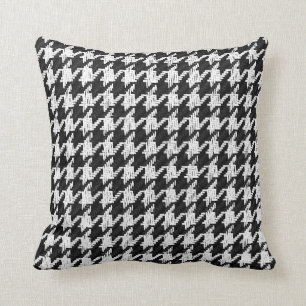 Almofada houndstooth preto e branco com cor de acento