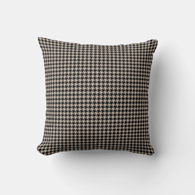 Almofada Houndstooth Tan e preto (Frente)