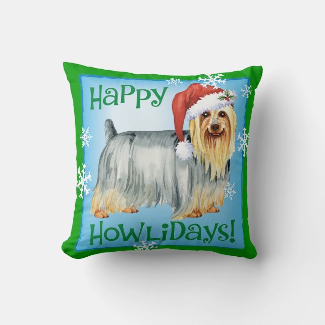 Almofada Howlidays feliz Terrier de seda (Frente)
