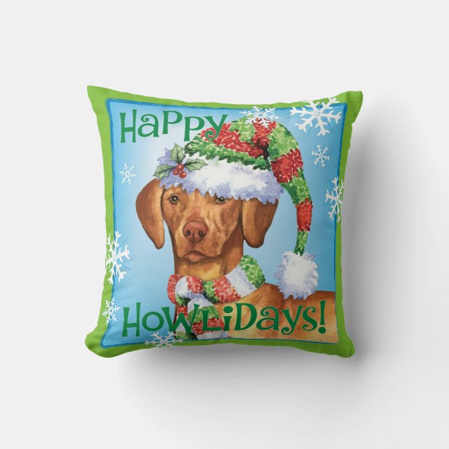 Almofada Howlidays feliz Vizsla (Frente)