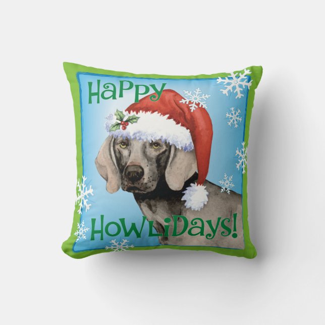Almofada Howlidays feliz Weimaraner (Frente)