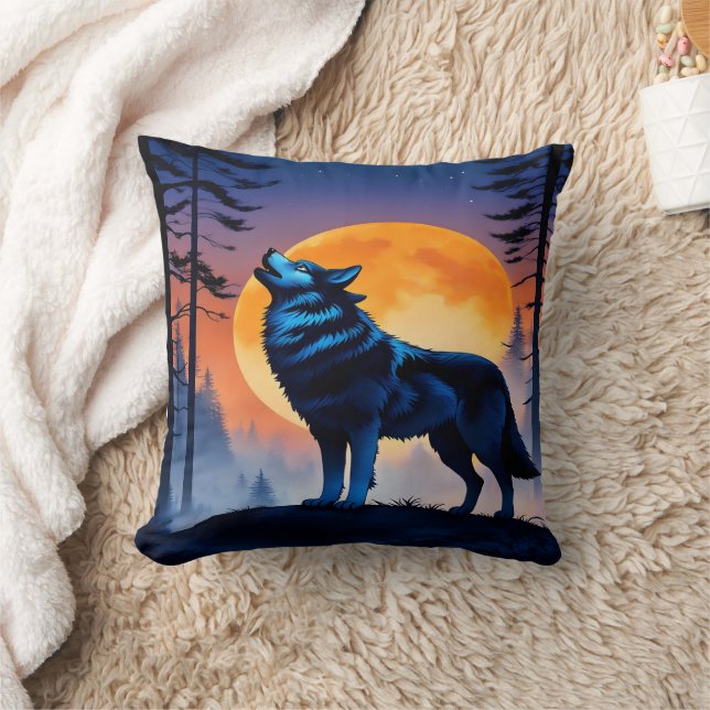 Almofada Howling Wolf Beneath Night Sky em Moonrise (Cobertor)
