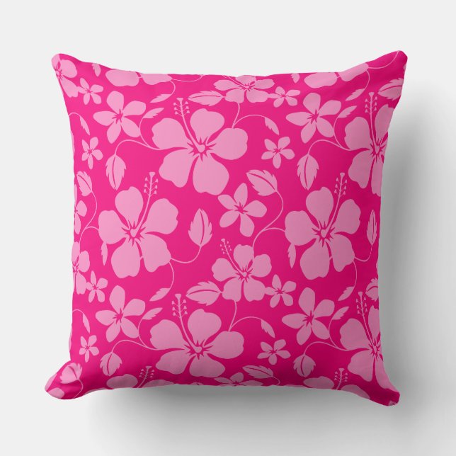 ALMOFADA HULA HAWAIANA (HIBÍSCO) GOIABA ROSA (Frente)