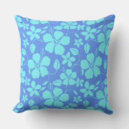 ALMOFADA HULA HAWAIANA (HIBÍSCO) PERIWÍNCULA/TEAL