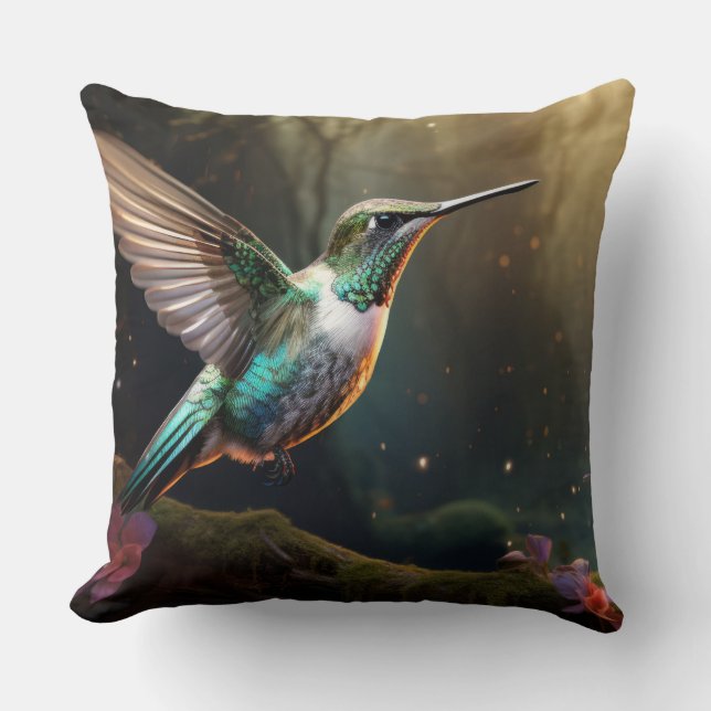 Almofada Hummingbird Animal Bird Wilderness Art (Frente)