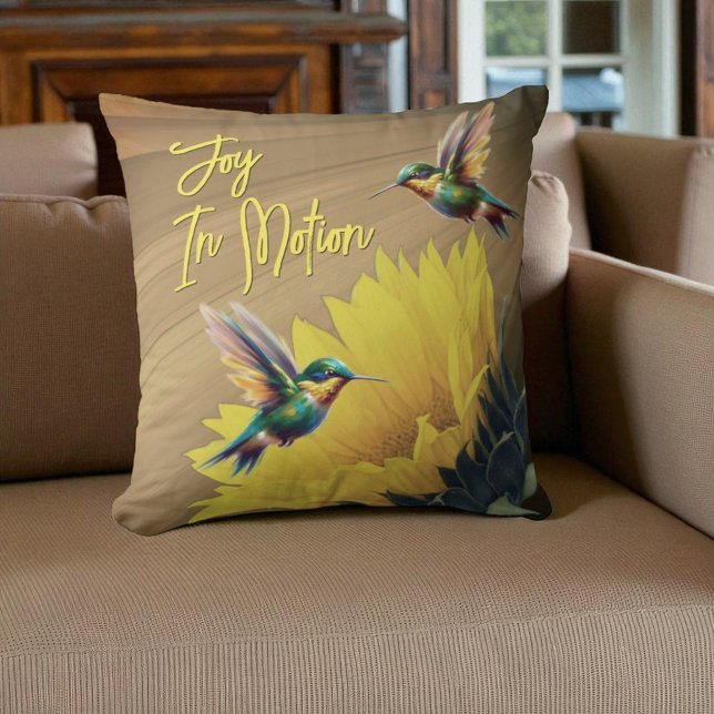Almofada Hummingbird Art & Sunflower Photoshop Mix (Template and design on both sides of pillow.)