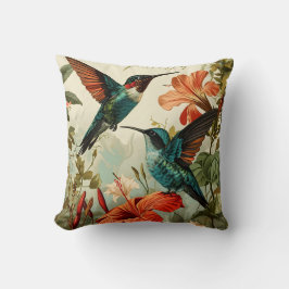 Almofada Hummingbird e Flores: Vintage