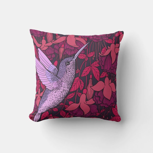 Almofada Hummingbird e fuchsia violet (Frente)