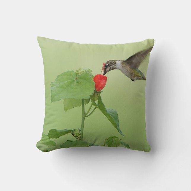 Almofada Hummingbird em Flor Blooms, Travesseiro decorativo (Frente)