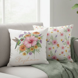 Almofada Hummingbird Garden Pillow – Personalized Floral