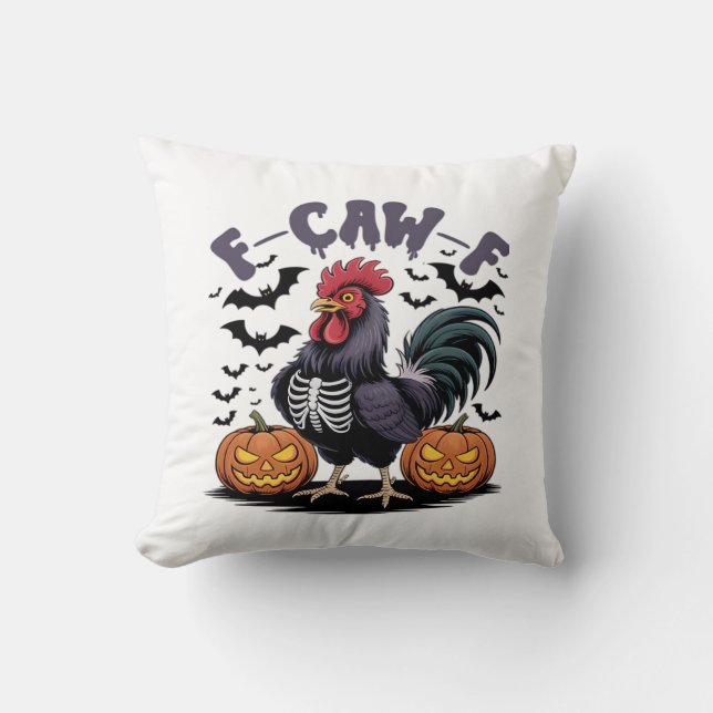 Almofada Humor Corvo F-Caw-F Gótico Engraçado (Frente)