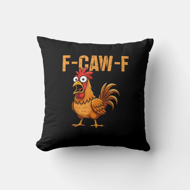 Almofada Humor Engraçado de Frango Citação F-Caw-F Meme do  (Frente)