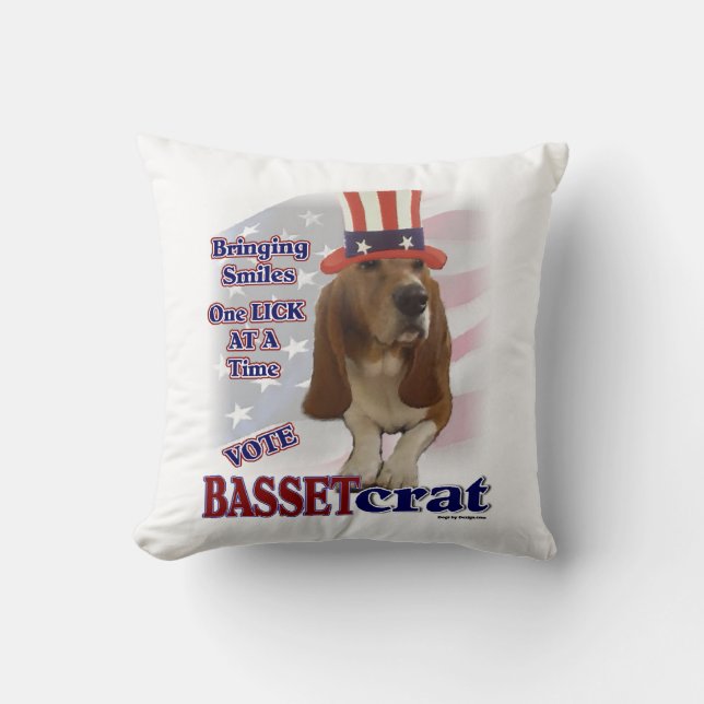 Almofada Humor político de Basset Hound (Frente)