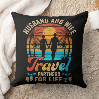 Almofada Husband and Wife Travel Partners for Life Beach