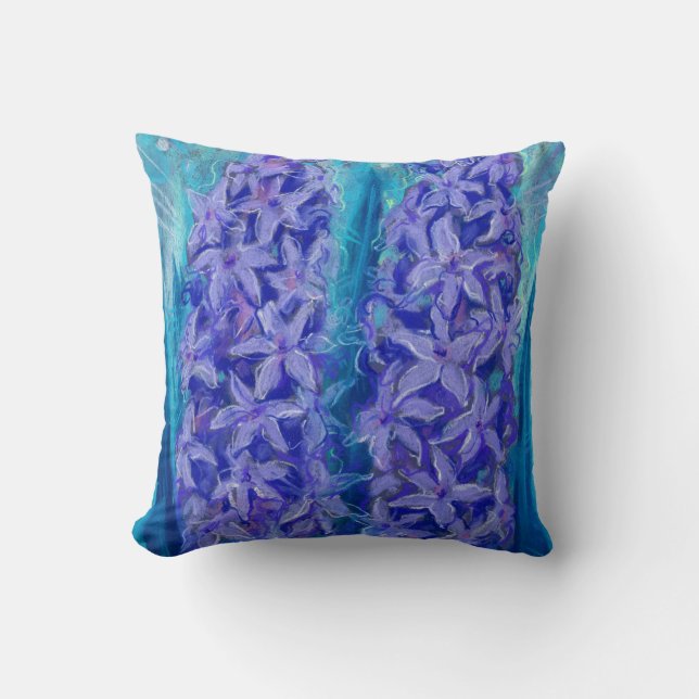 Almofada Hyacinths Sping Páscoa Flor Presente Pintura Flora (Frente)