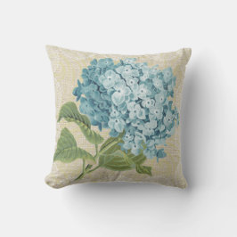 Almofada Hydrangea azul & travesseiro floral do vintage do