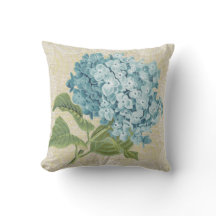 Hydrangea azul & travesseiro floral do vintage do