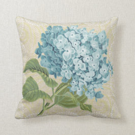 Almofada Hydrangea azul & travesseiro floral do vintage do