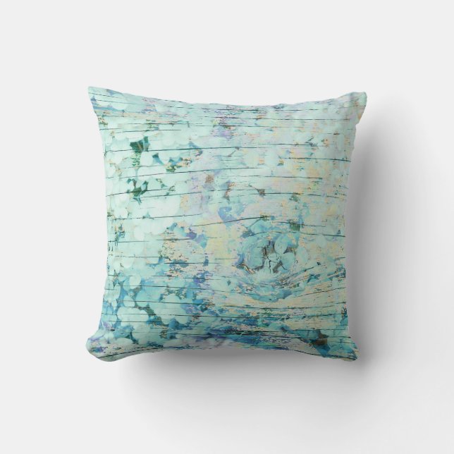 Almofada Hydrangea Floral Teal Country Vintage Madeira (Frente)