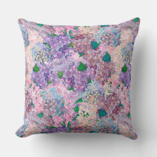 Almofada Hydrangea púrpura azul e Lilac