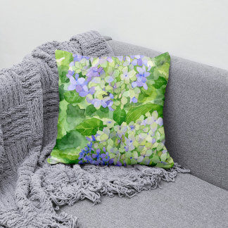 Almofada Hydrangea Watercolor Azul