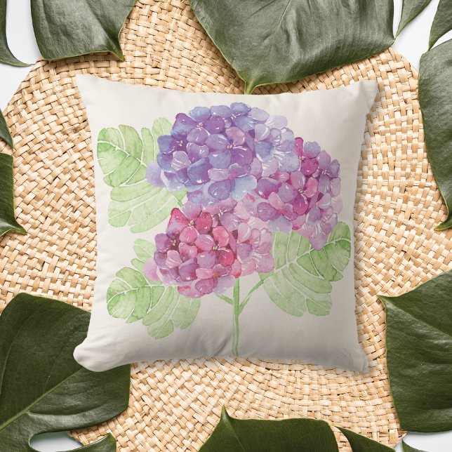 Almofada Hydrangea Watercolor Floral Summer (Criador carregado)